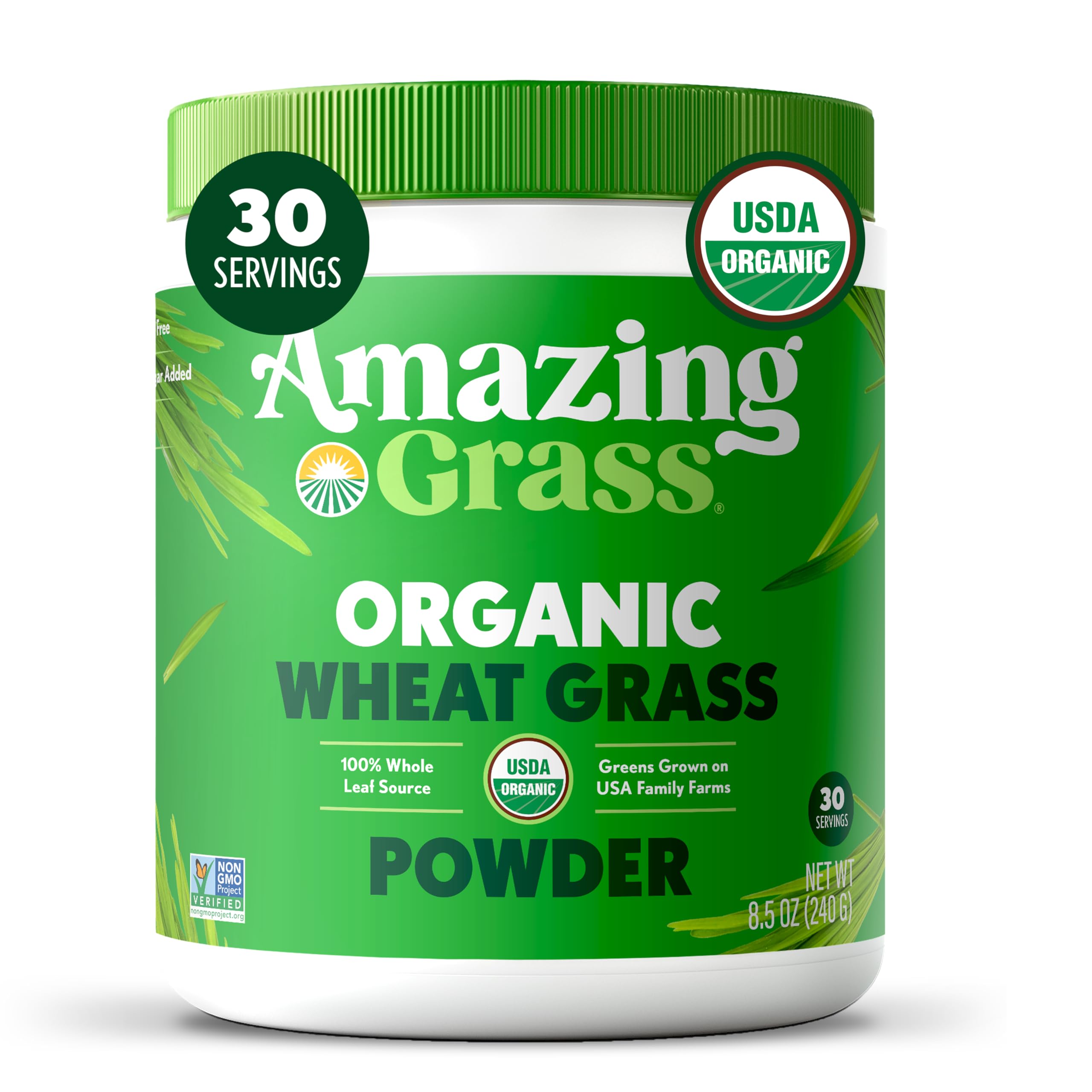 Amazing Grass Organic Wheat Grass Powder 118g front view
