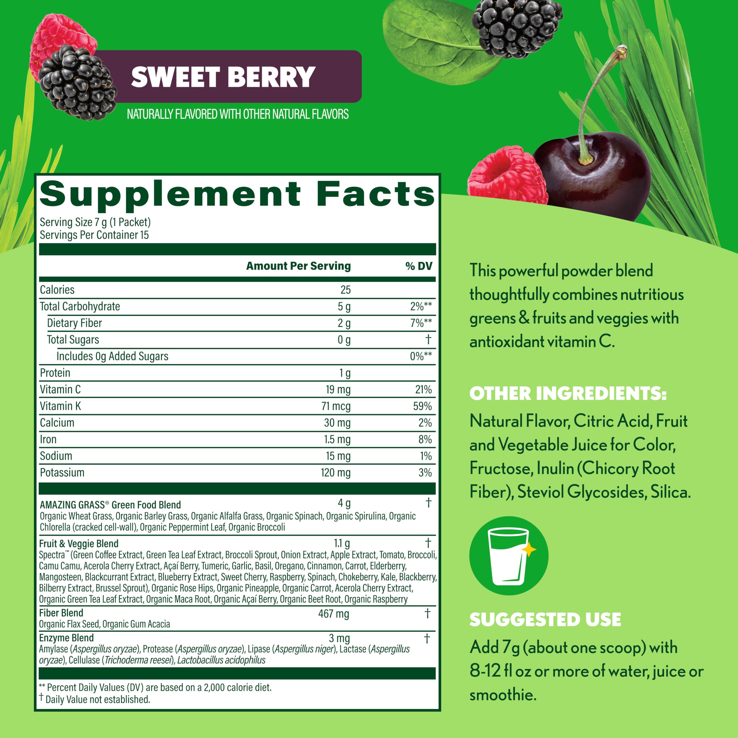 Amazing Grass Spirulina Powder 104g mixed in a smoothie