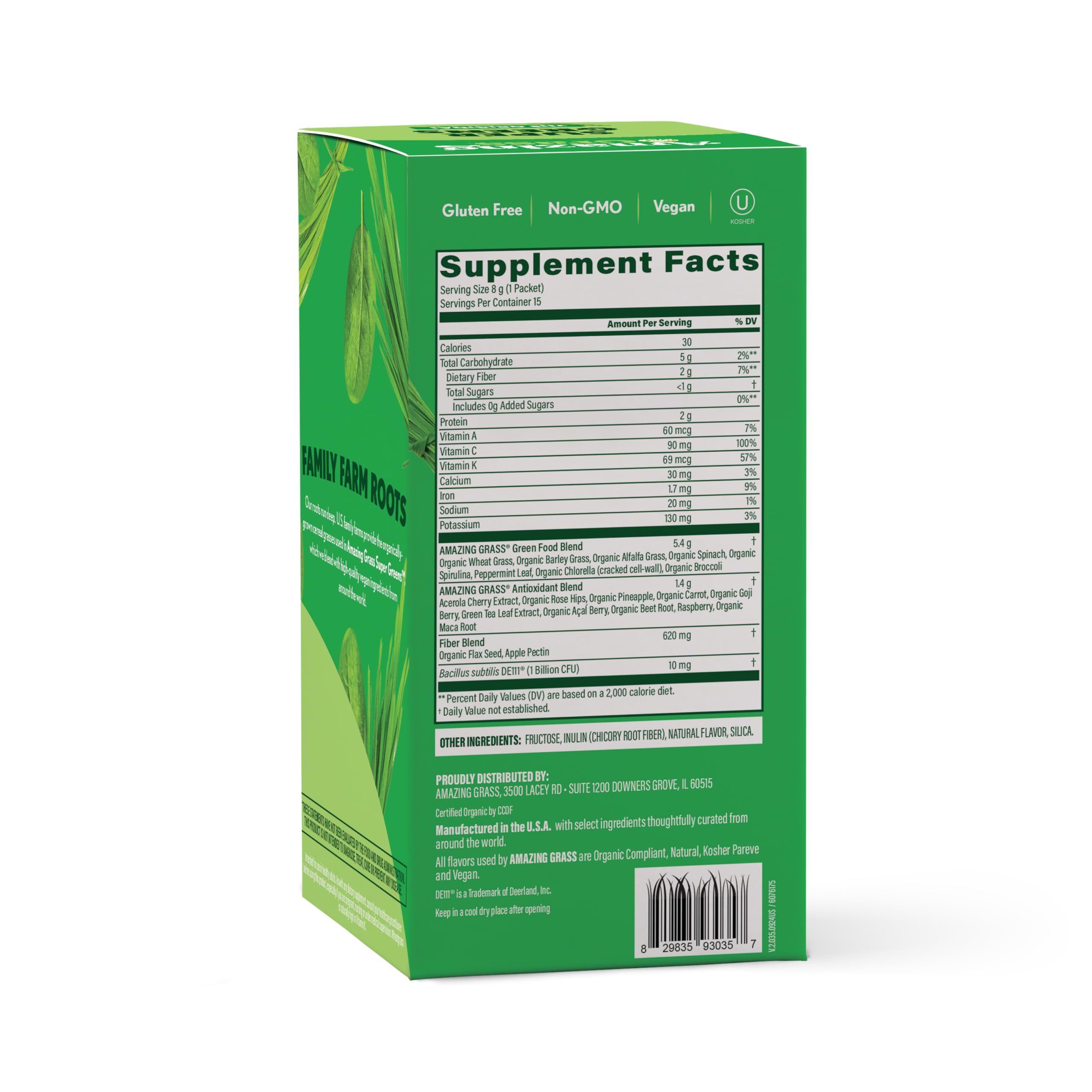 Amazing Grass Superfood Greens Blend 118g on a kitchen counter