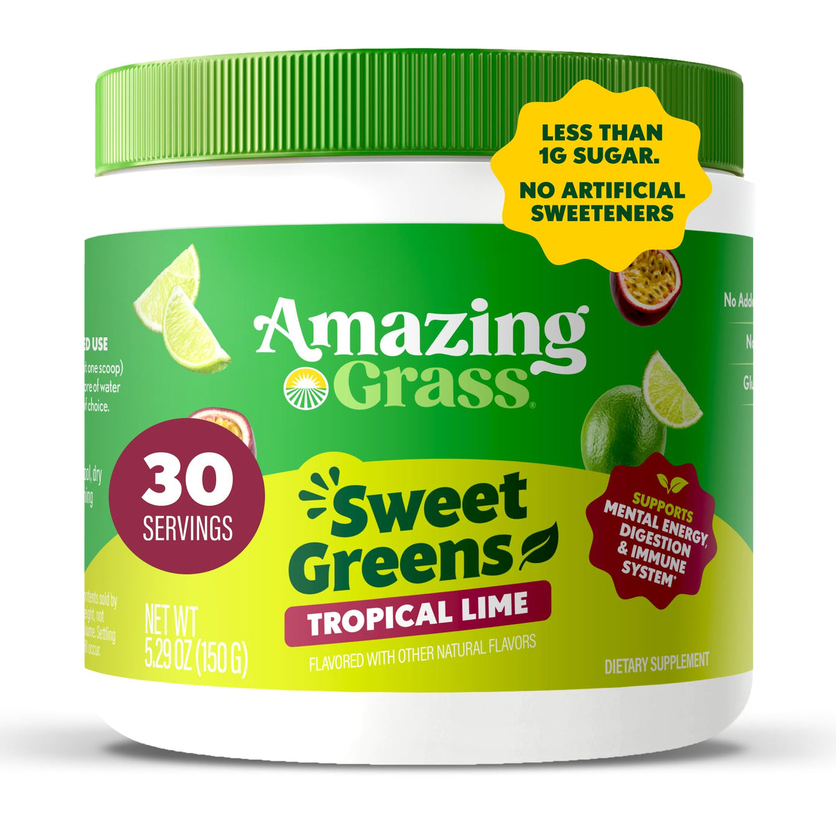 Amazing Grass Sweet Greens Blend Powder 204g Tropical Lime front view