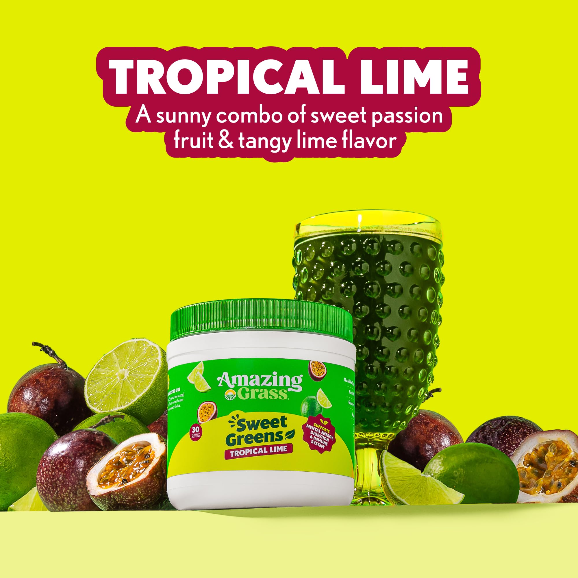 Amazing Grass Sweet Greens Blend Powder 204g Tropical Lime packaging