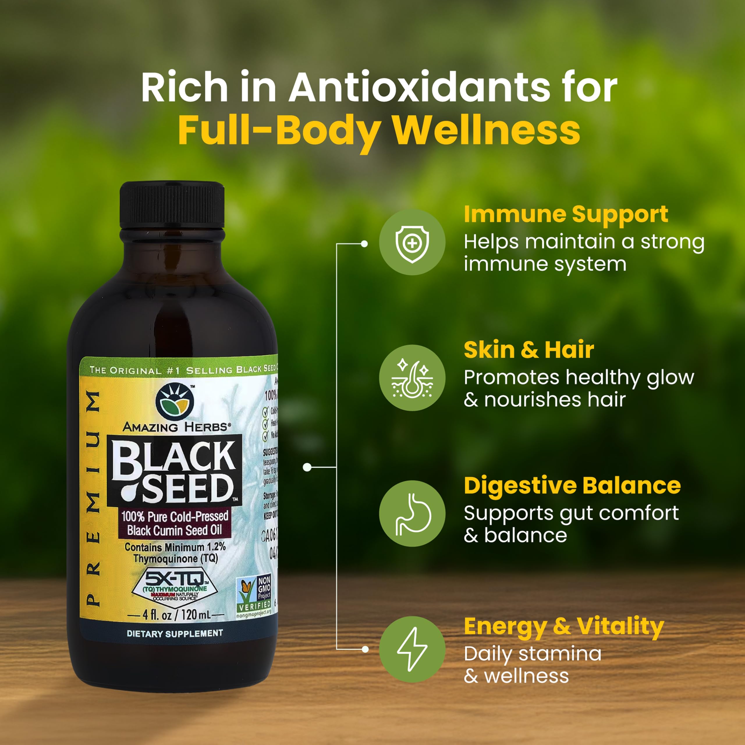 Amazing Herbs Black Seed Oil 181g side view