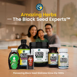 Amazing Herbs Black Seed Oil 257g on a wooden table