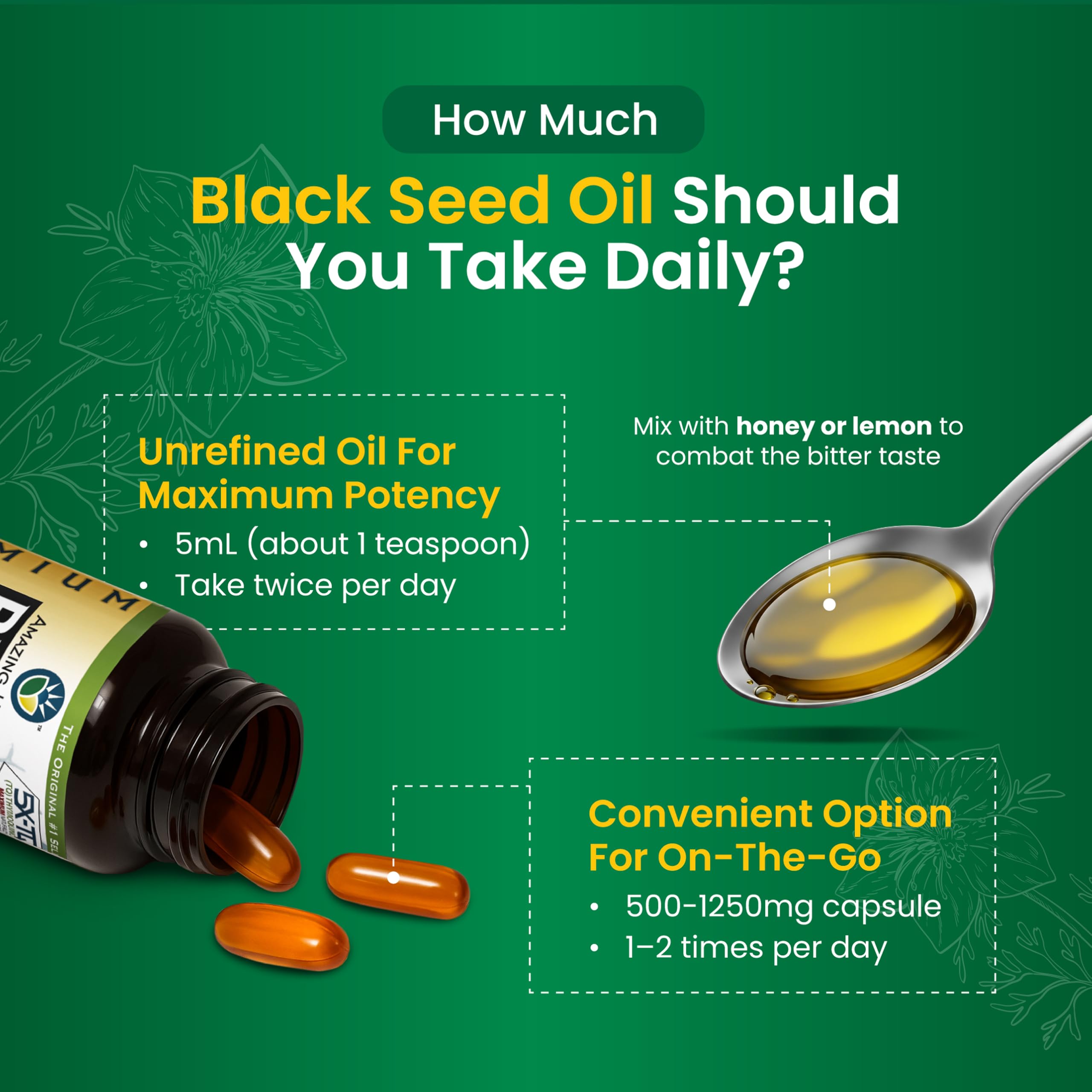 Amazing Herbs Black Seed Oil 257g with organic seeds
