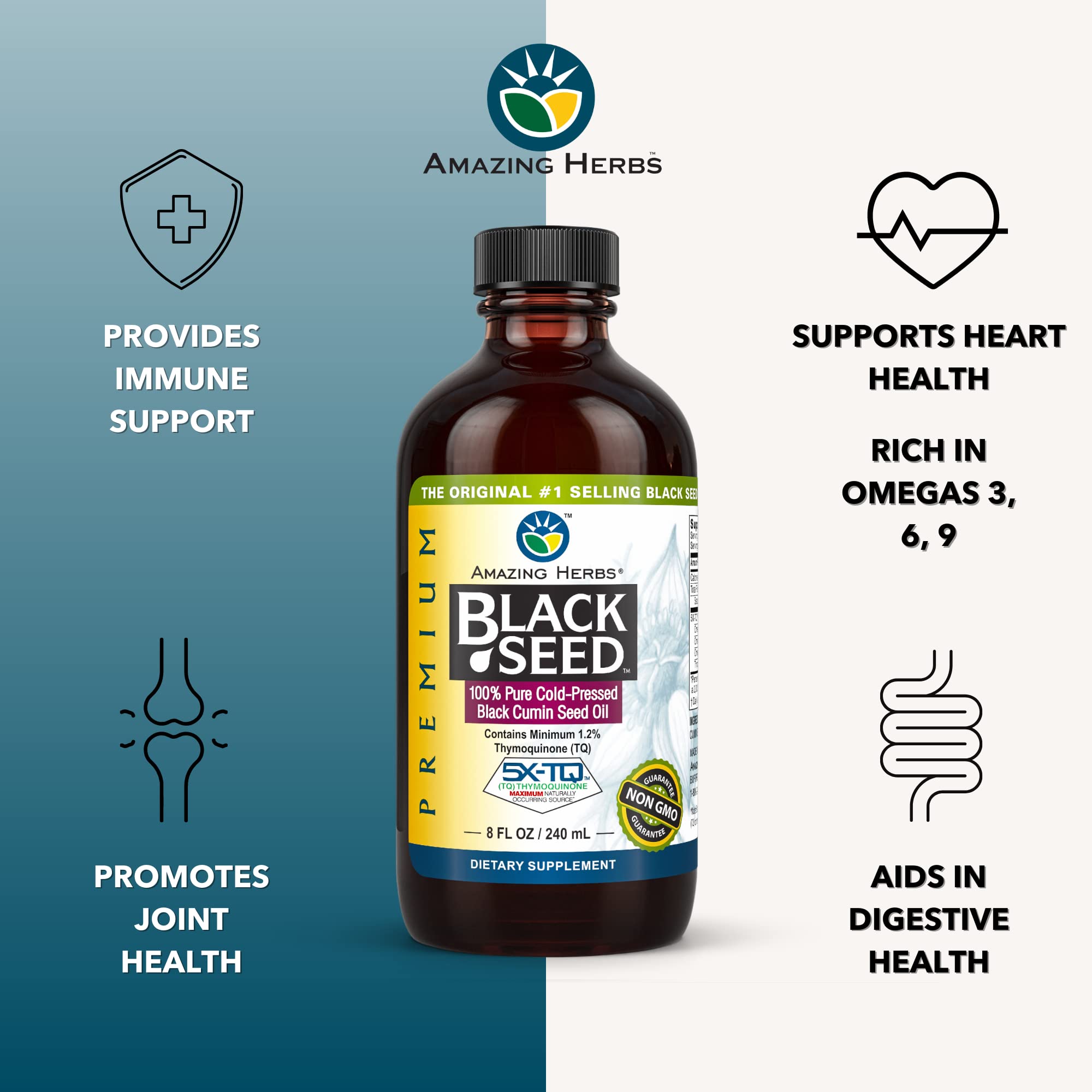 Amazing Herbs Black Seed Oil bottle with label