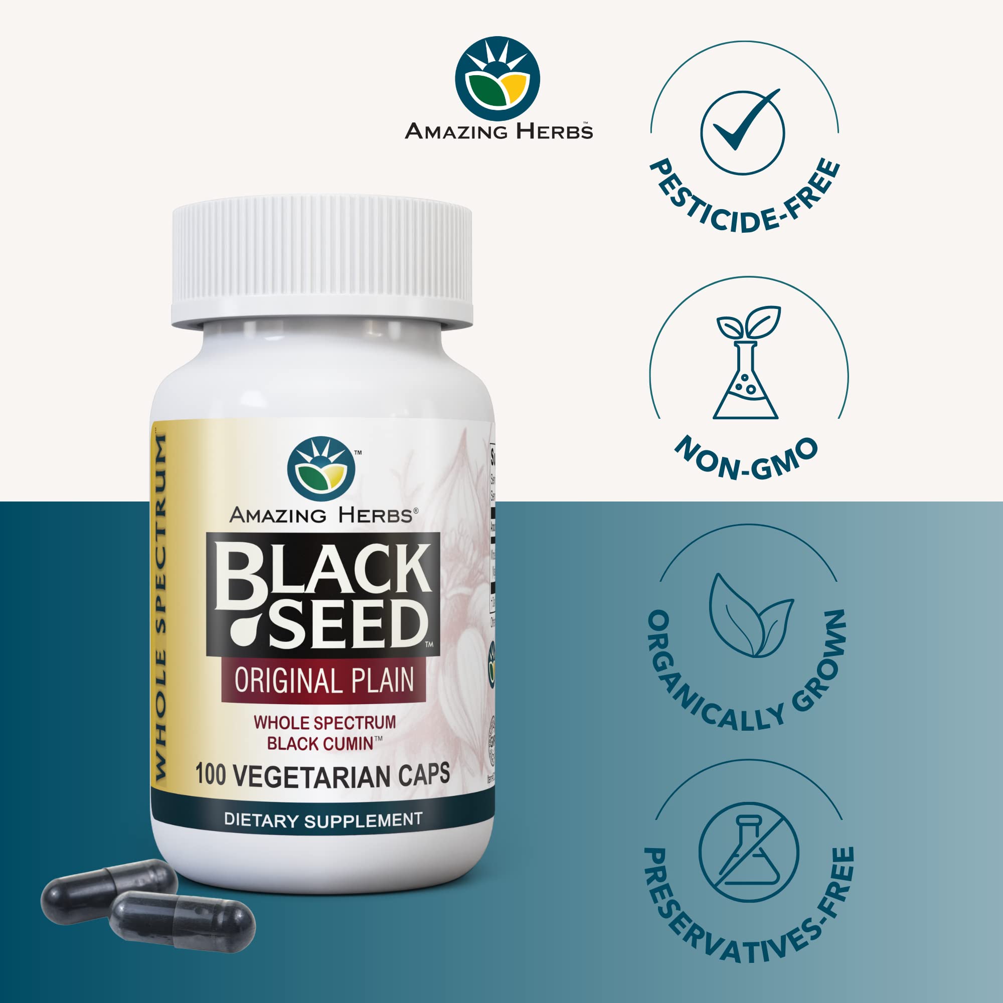 Amazing Herbs Black Seed Oil Capsules back view