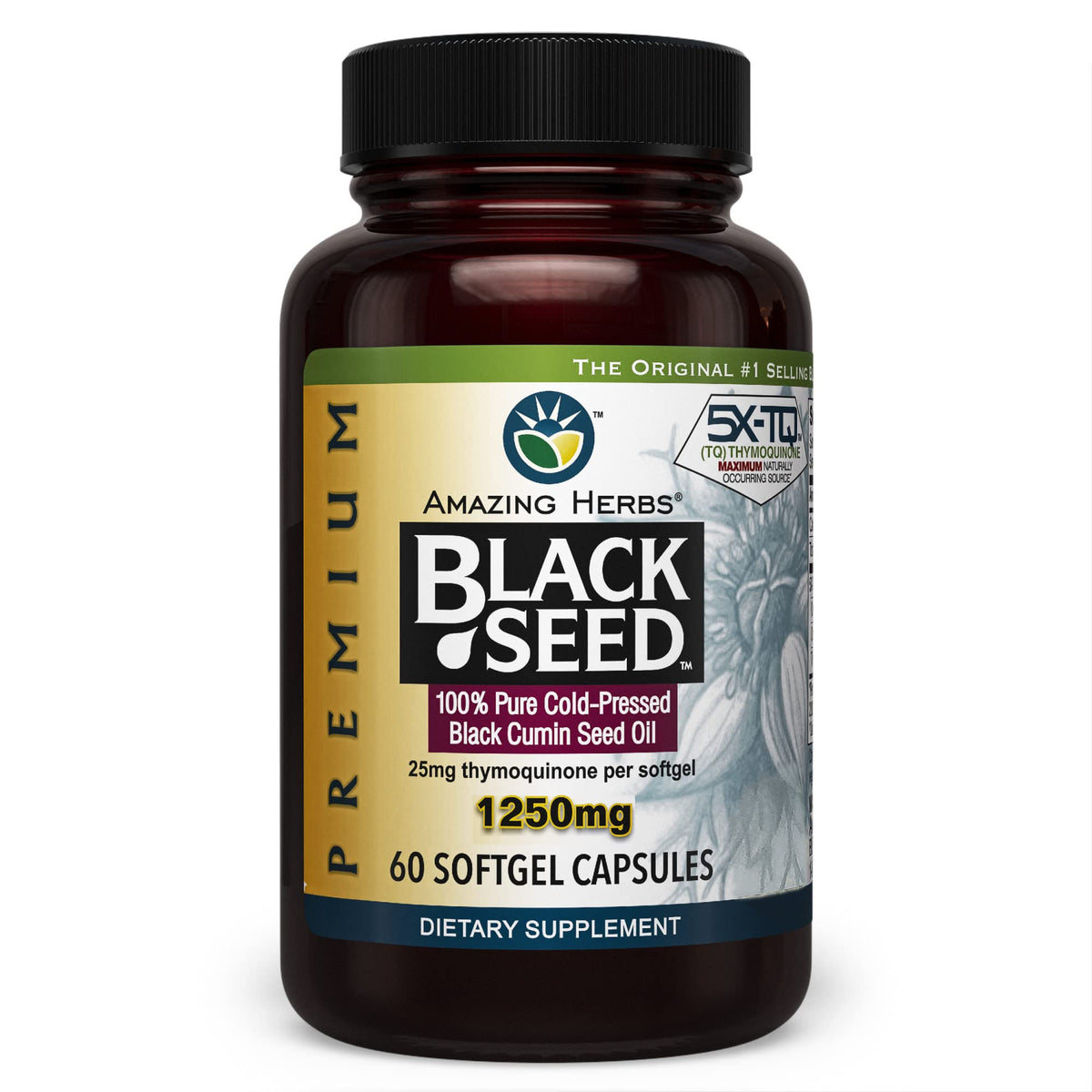 Amazing Herbs Black Seed Oil Capsules front view