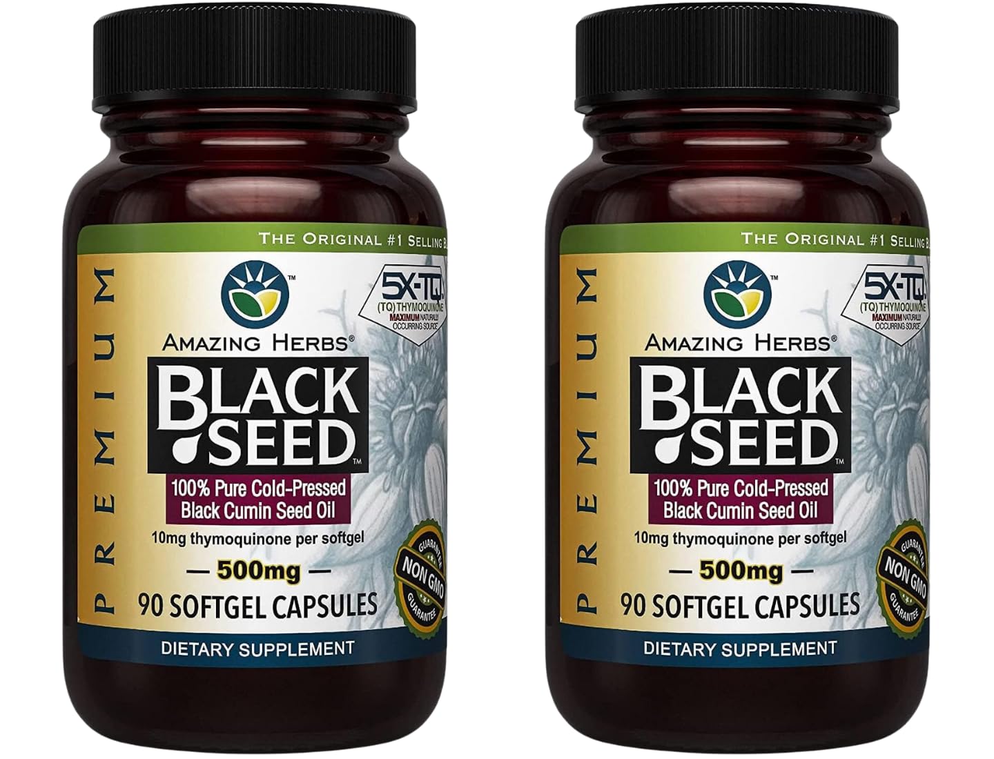 Amazing Herbs Black Seed Oil Capsules front view with packaging