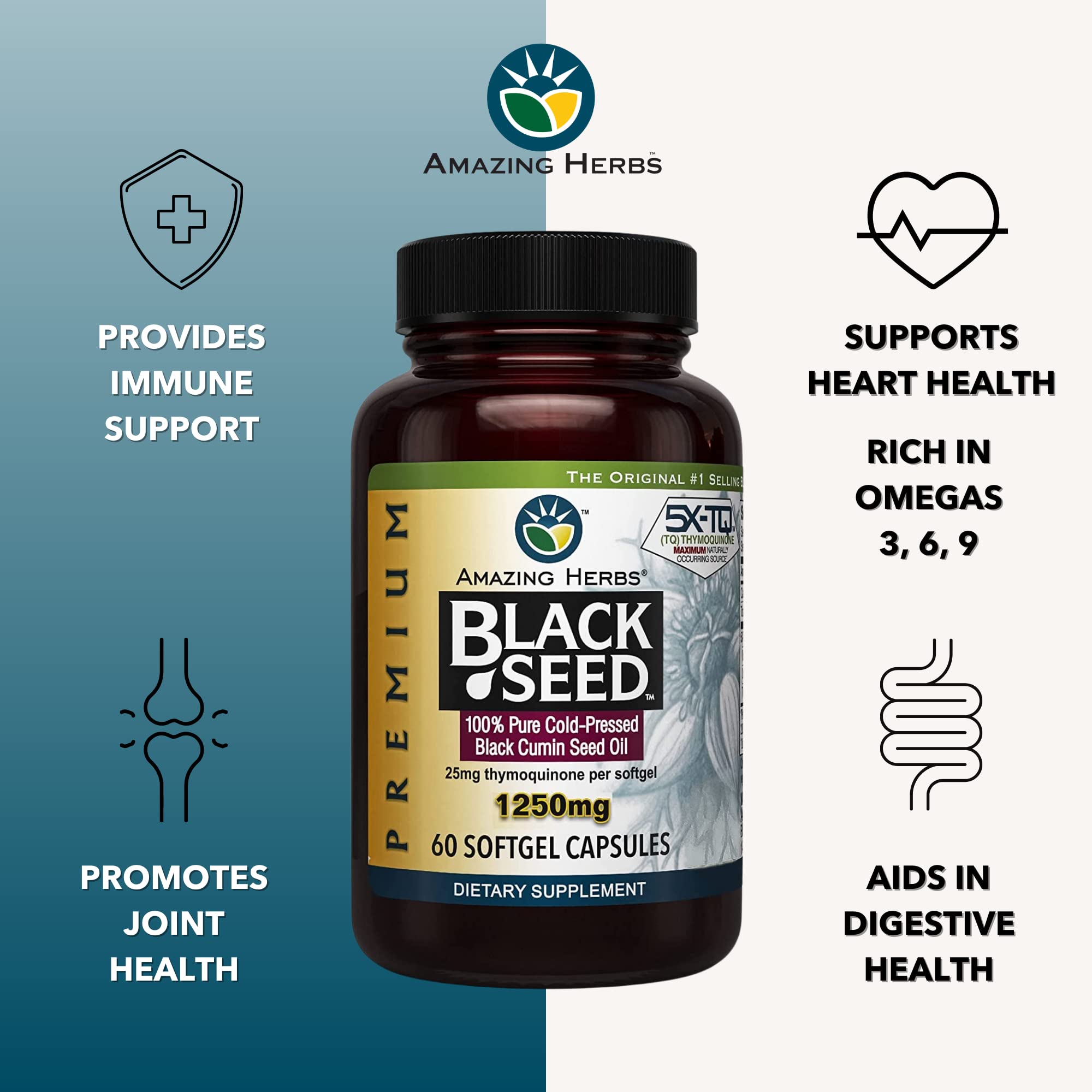 Amazing Herbs Black Seed Oil Capsules in hand