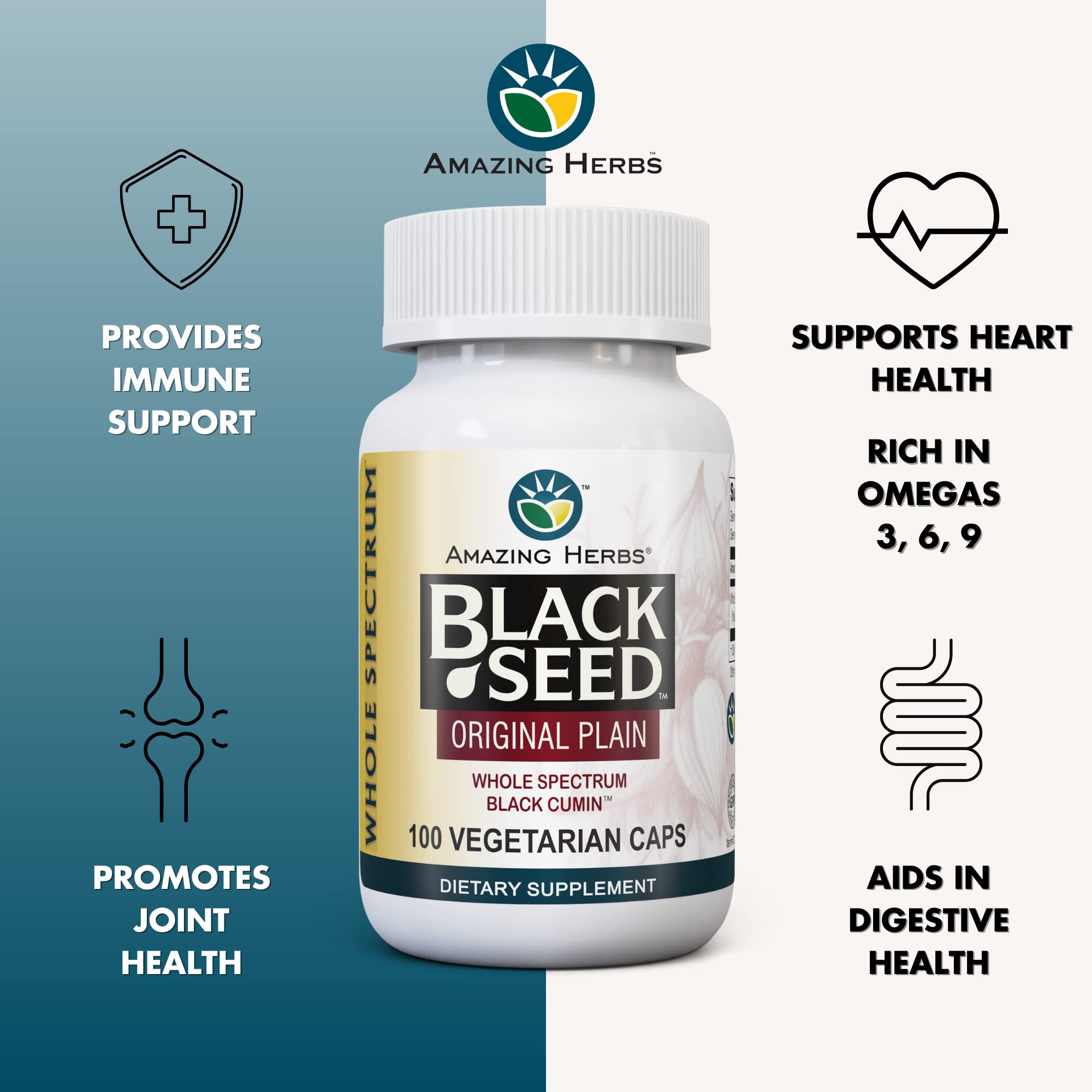 Amazing Herbs Black Seed Oil Capsules side view