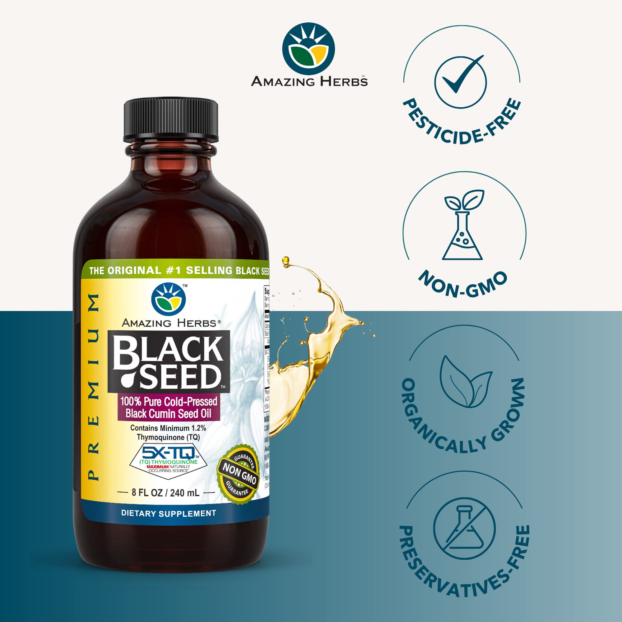 Amazing Herbs Black Seed Oil close-up of the cap