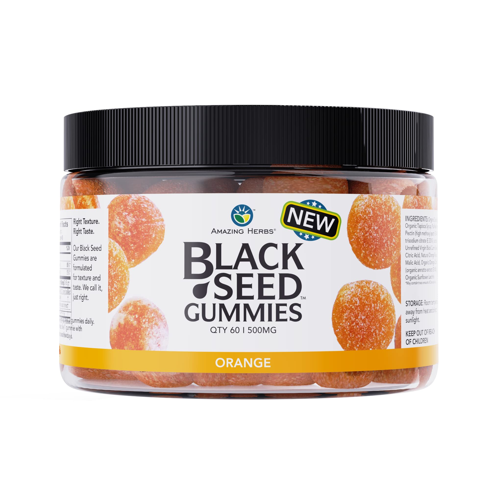 Amazing Herbs Black Seed Oil Gummies front view packaging