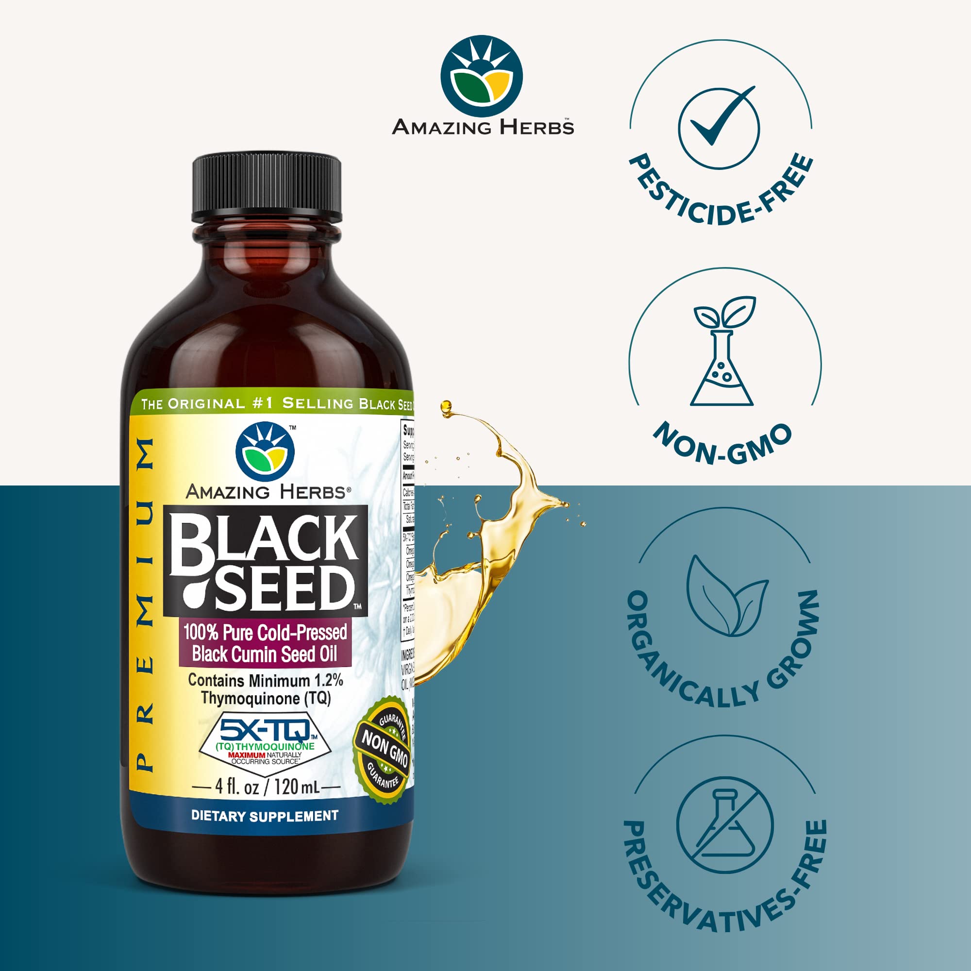 Amazing Herbs Black Seed Oil side view