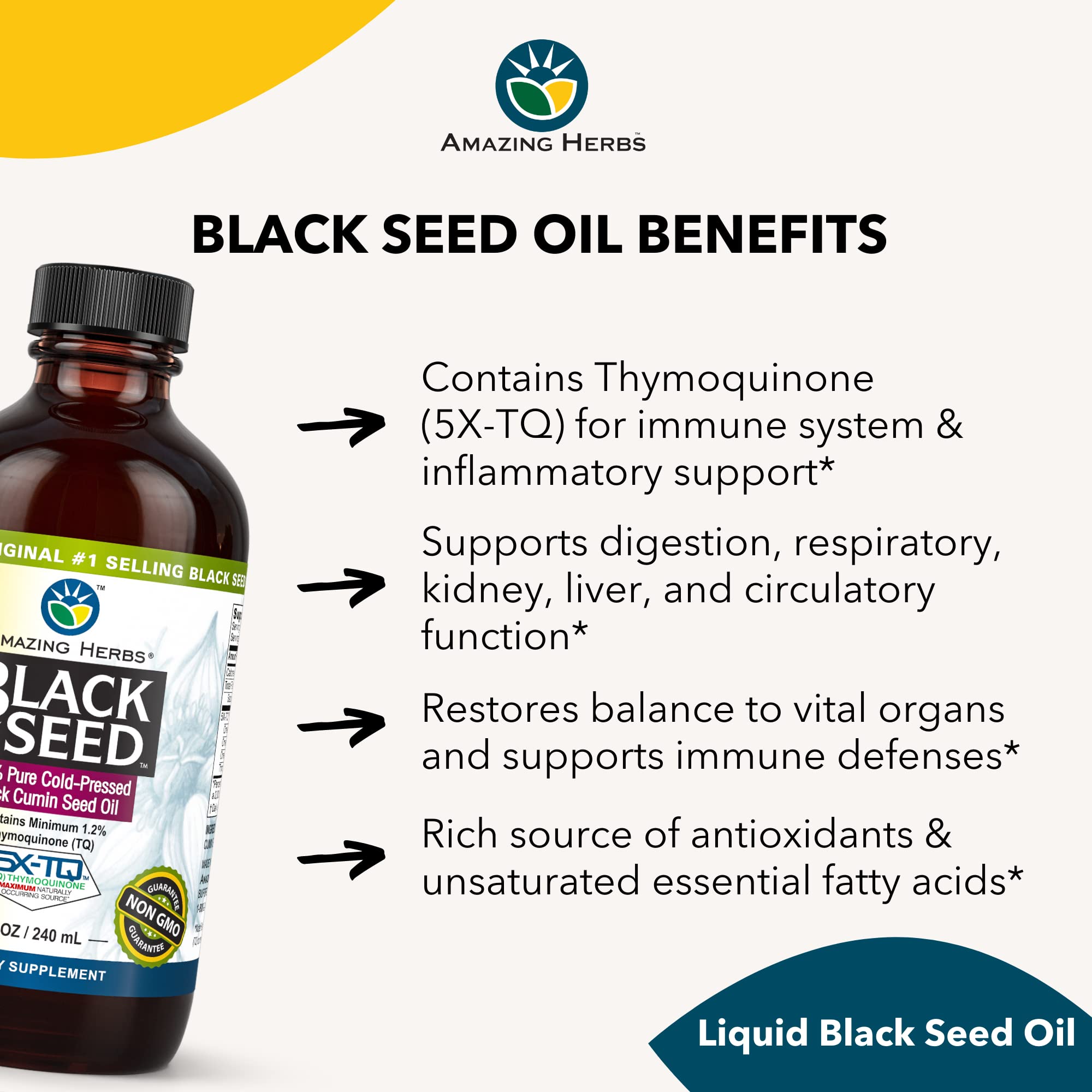 Amazing Herbs Black Seed Oil with Nigella Sativa seeds