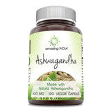 Amazing India Ashwagandha 500mg veggie capsules front view