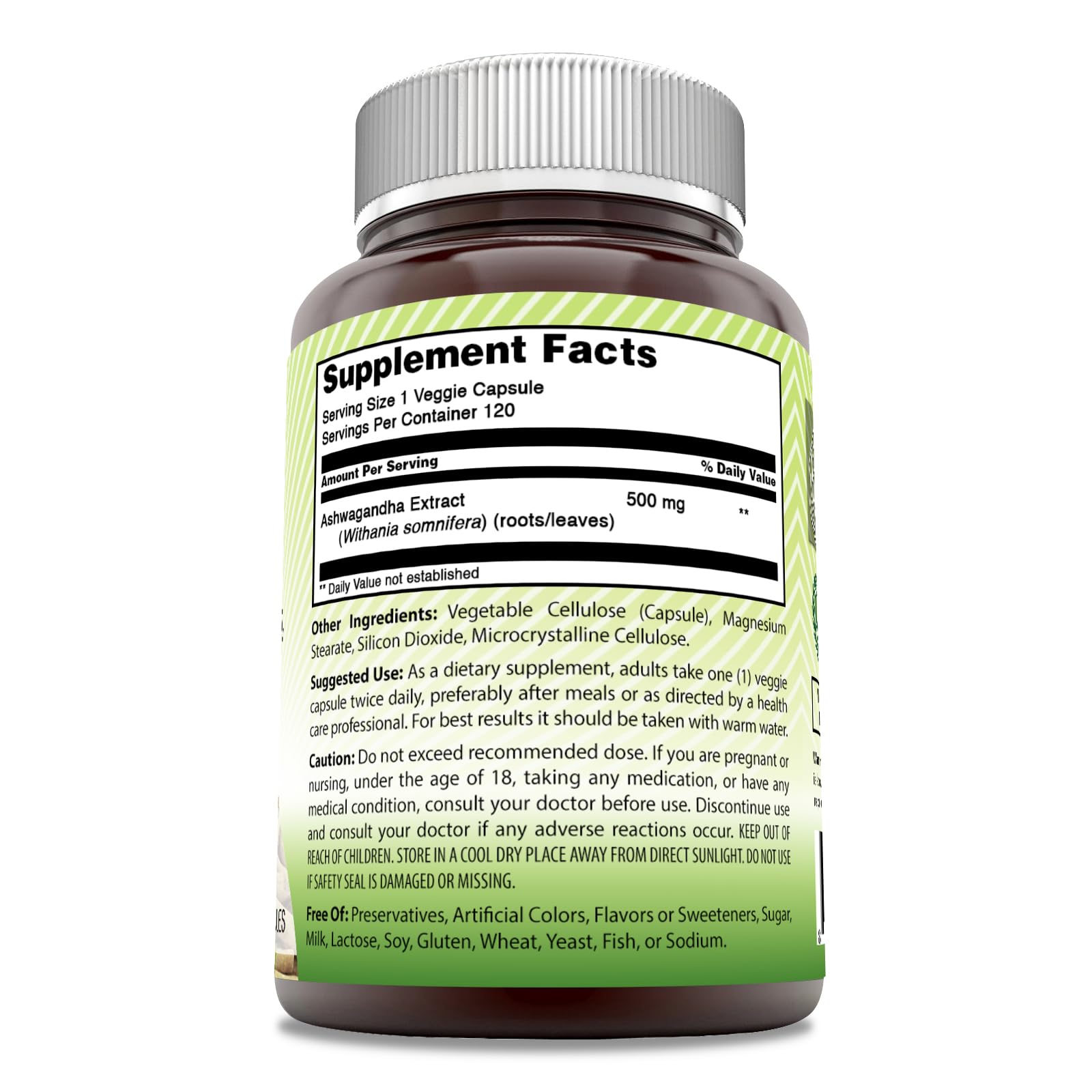 Amazing India Ashwagandha Extract 500mg bottle side view