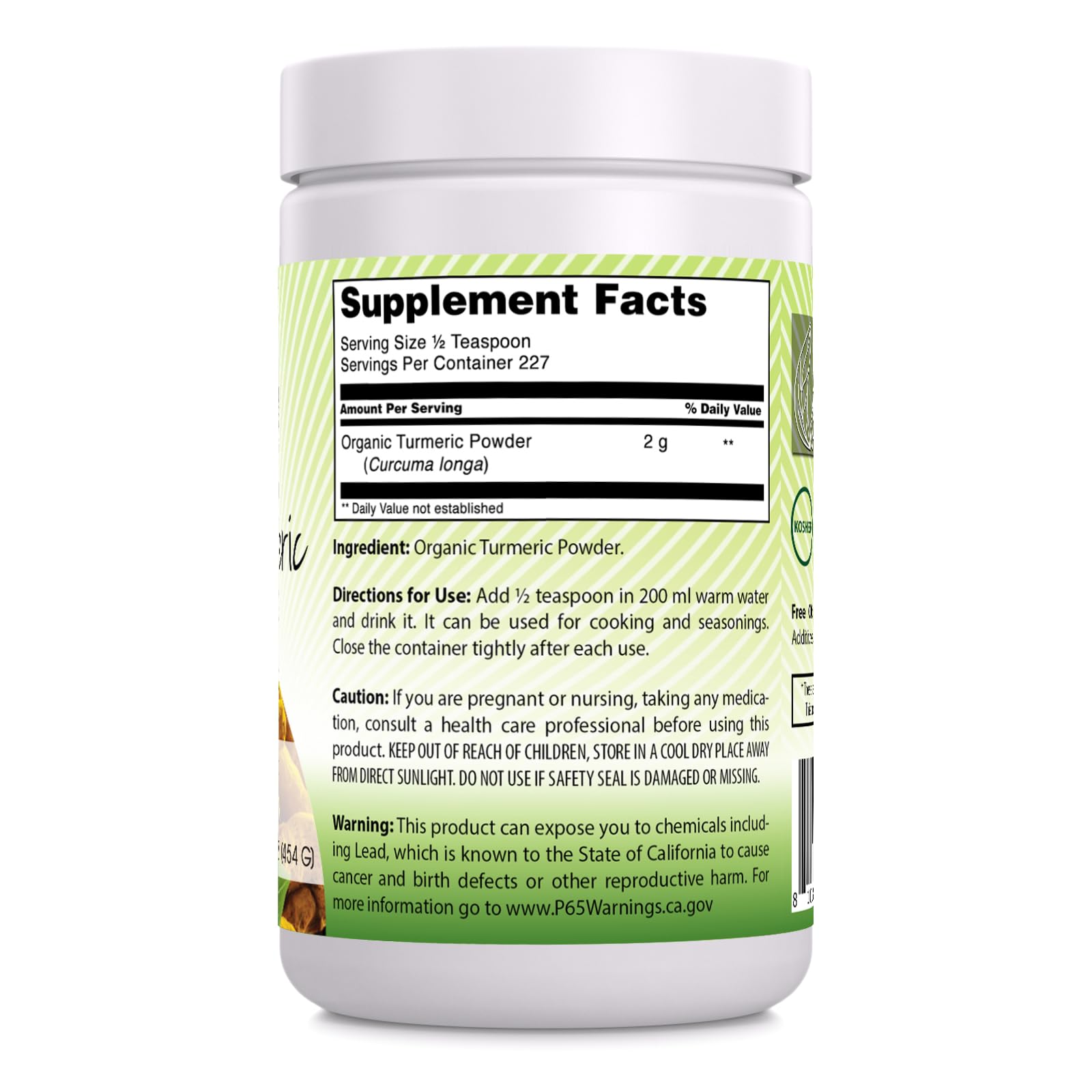 Amazing India Organic Turmeric Powder Supplement serving size measurement