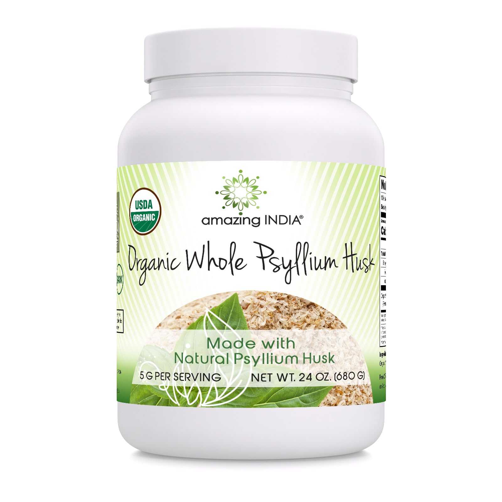 Amazing India Psyllium Husk Supplement front view, 454g package