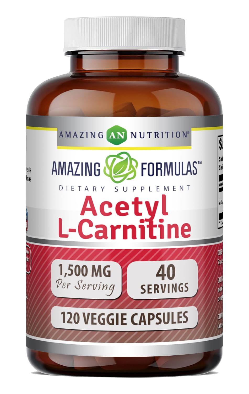 Amazing Nutrition Acetyl L-Carnitine 1500mg supplement bottle front view