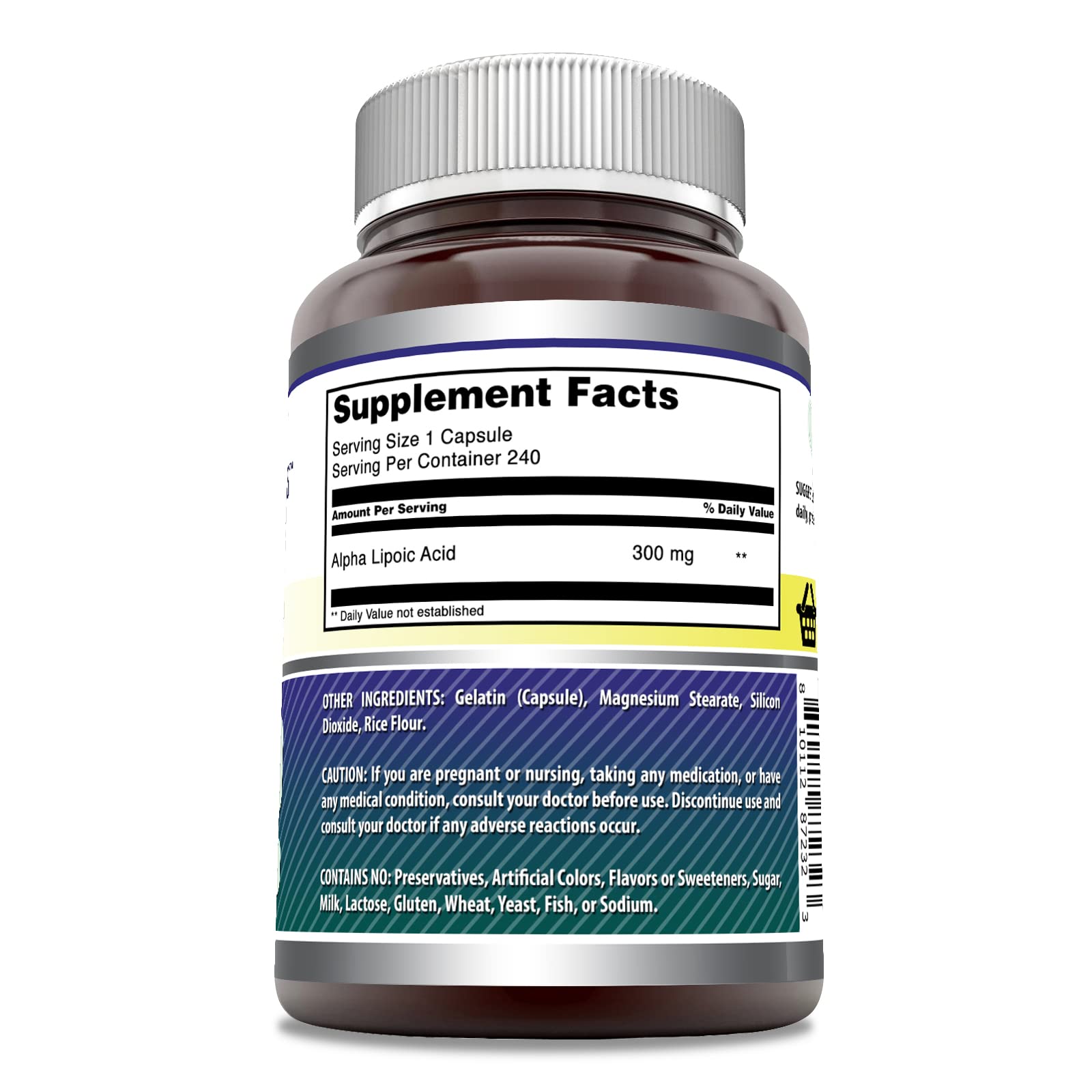 Amazing Nutrition Alpha Lipoic Acid 300 mg Supplement capsule close-up
