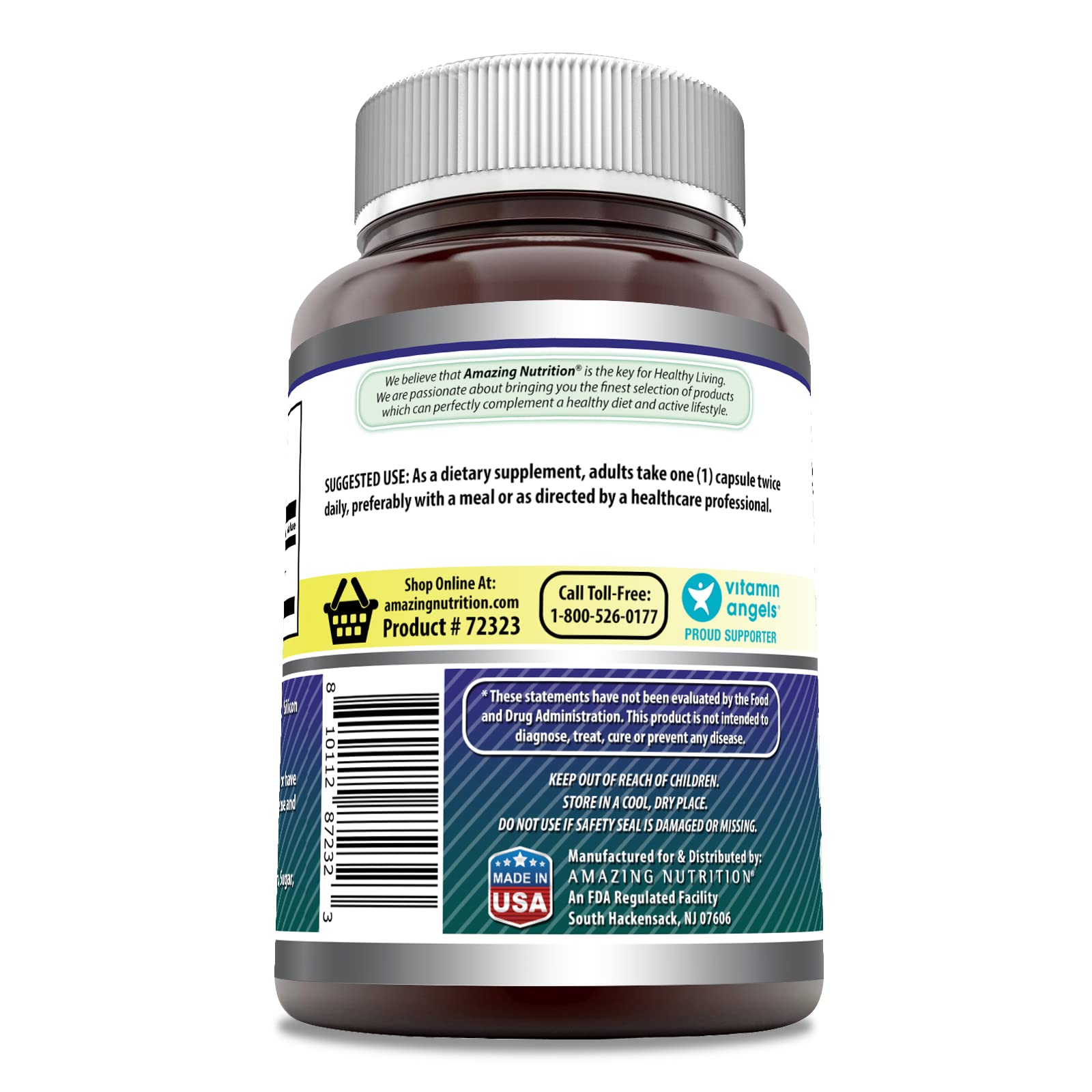 Amazing Nutrition Alpha Lipoic Acid 300 mg Supplement side view with label
