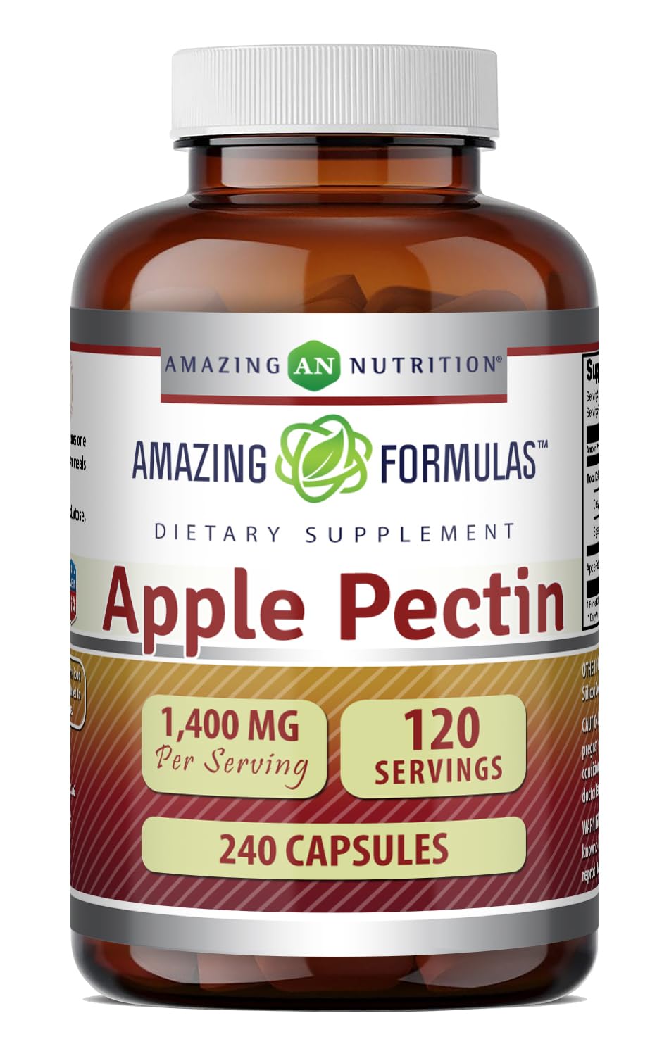 Amazing Nutrition Apple Pectin 1400 Mg bottle front view