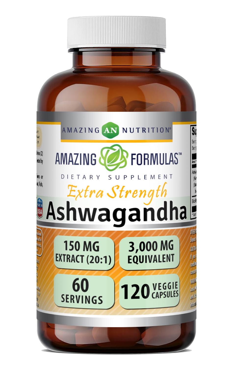Amazing Nutrition Ashwagandha 150mg Standardised Extract bottle front view