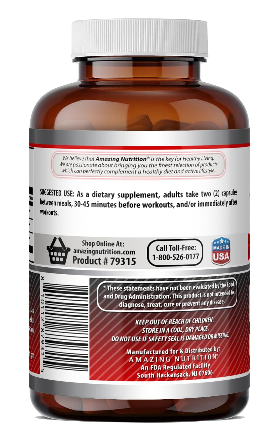 Amazing Nutrition BCAA 2:1:1 Supplement ingredients list