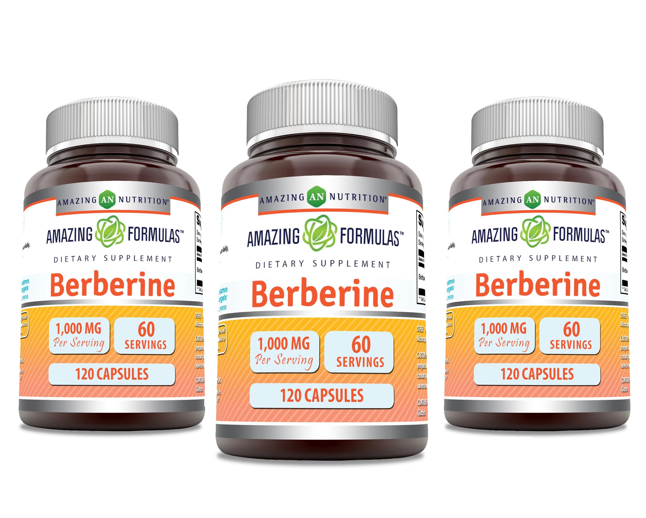 Amazing Nutrition Berberine 1000mg Capsules 120 count front view
