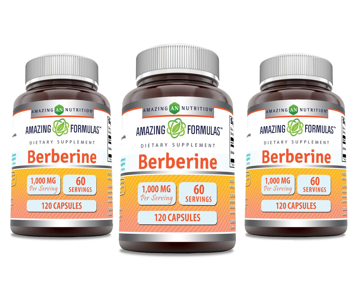 Amazing Nutrition Berberine 1000mg Capsules 120 count front view