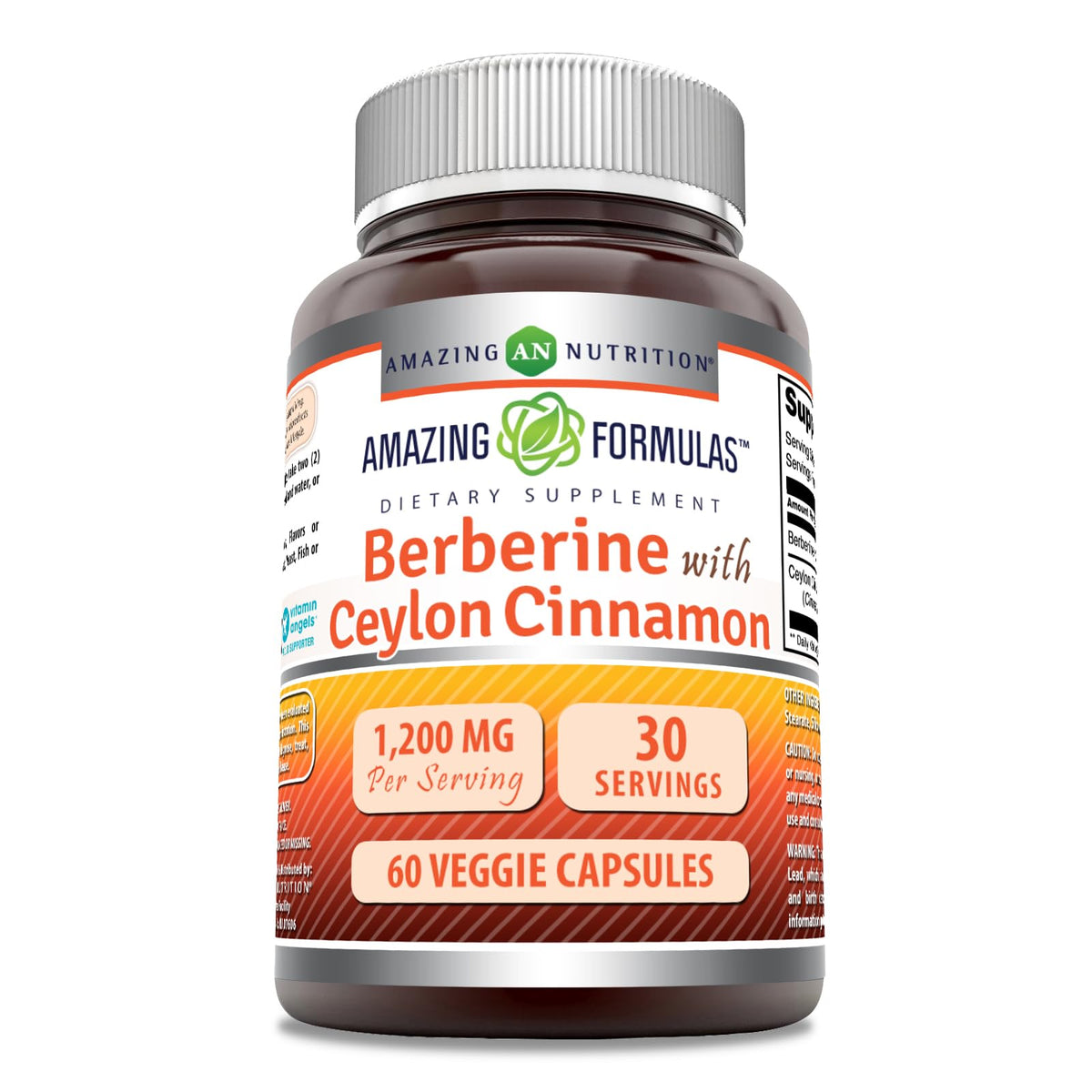 Amazing Nutrition Berberine 1200 Mg with Ceylon Cinnamon supplement front view