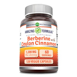 Amazing Nutrition Berberine 1200mg with Ceylon Cinnamon supplement bottle front view