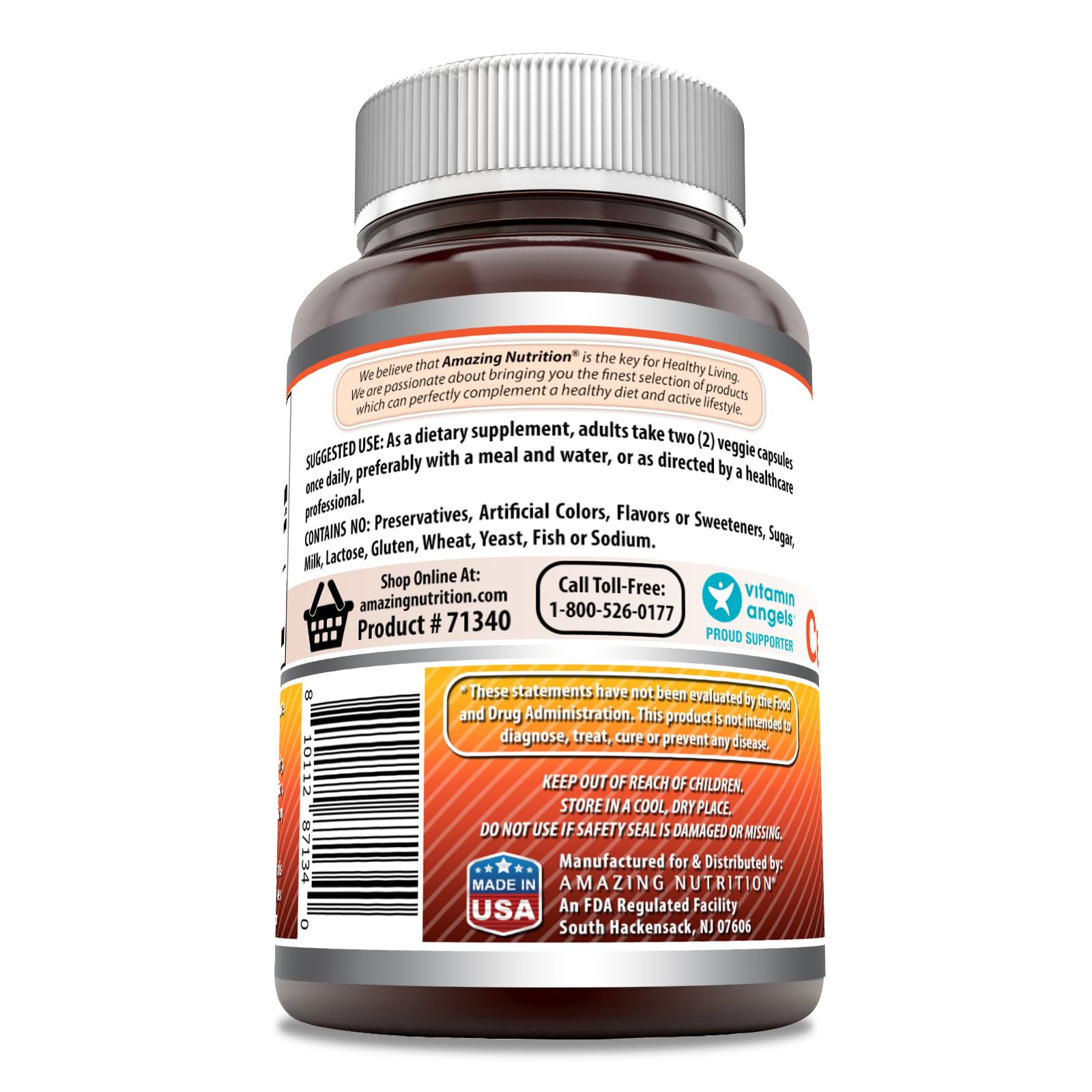 Amazing Nutrition Berberine 1200mg with Ceylon Cinnamon supplement capsules