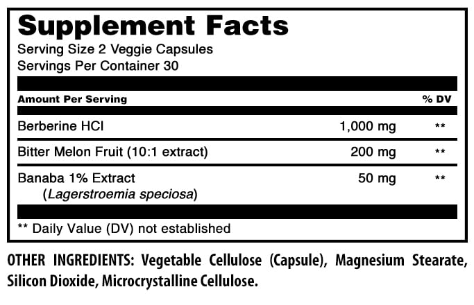 Amazing Nutrition Berberine Complex 1250mg ingredients list