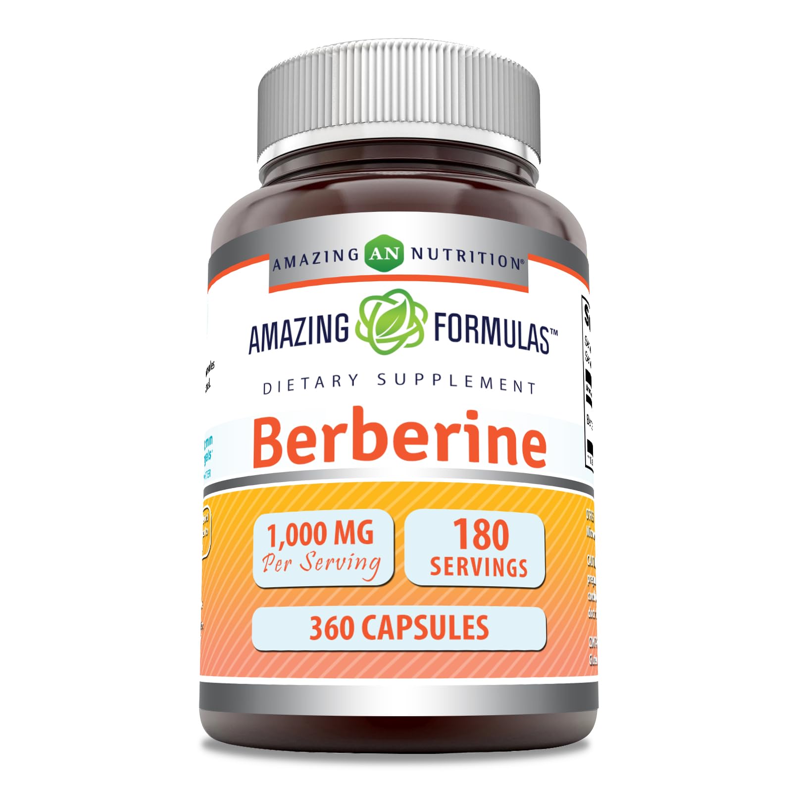 Amazing Nutrition Berberine Supplement 1000mg 180 Capsules front view