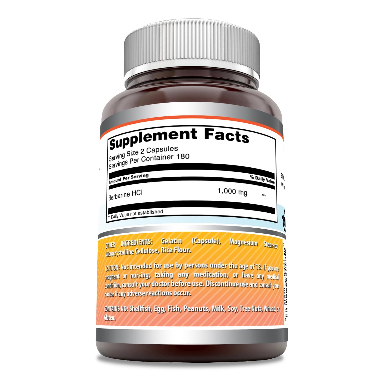 Amazing Nutrition Berberine Supplement 1000mg bottle side view