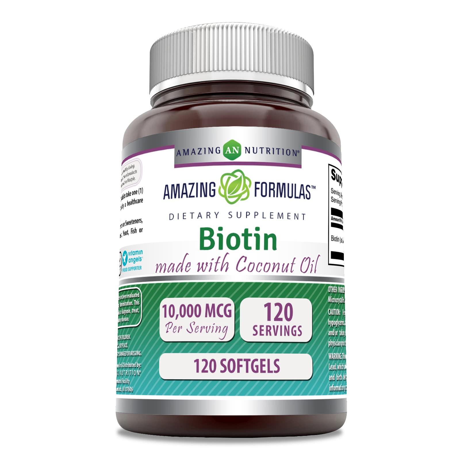 Amazing Nutrition Biotin 10,000 Mcg Softgel Supplement front view