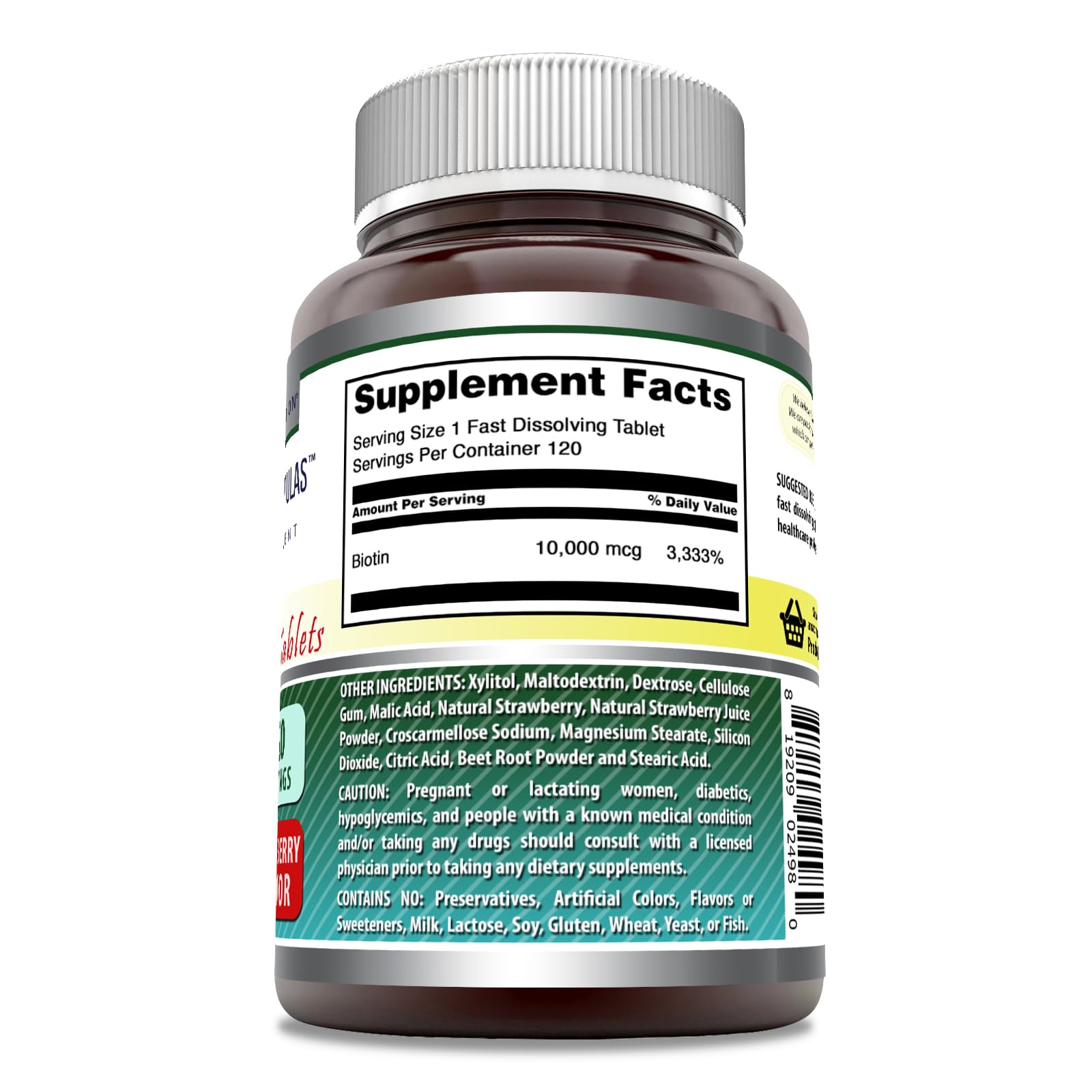 Amazing Nutrition Biotin 10,000 Mcg Supplement side view
