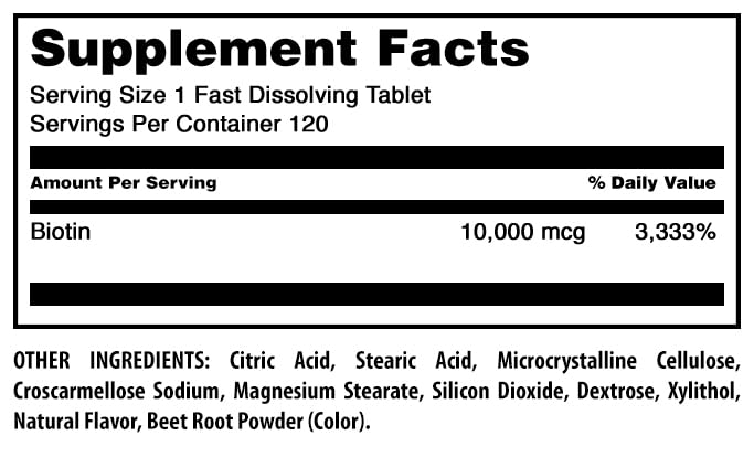 Amazing Nutrition Biotin 10,000 Mcg Supplement tablet close-up