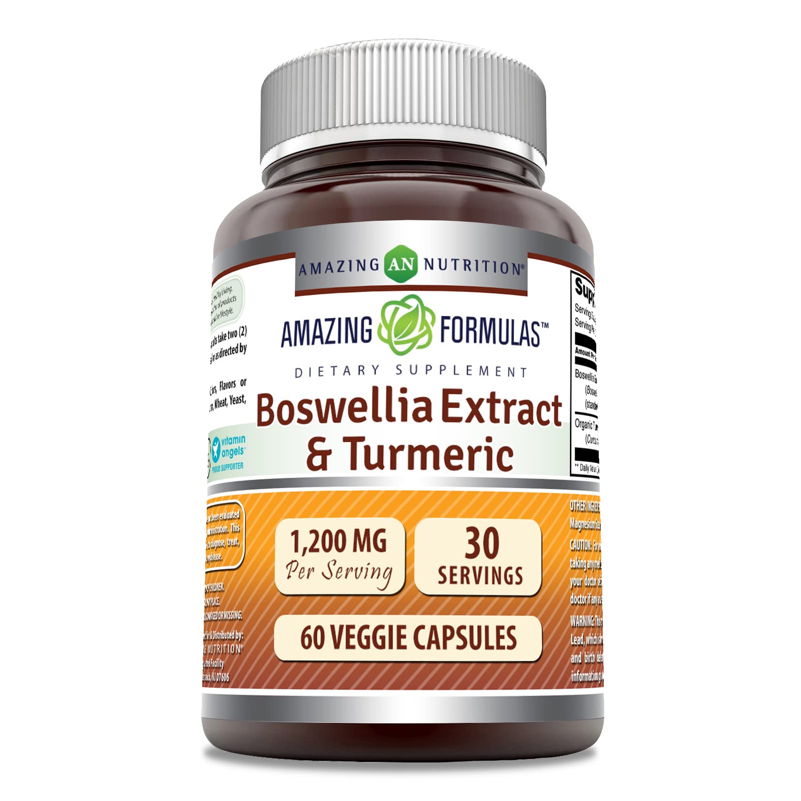 Amazing Nutrition Boswellia Extract & Turmeric Supplement bottle front view