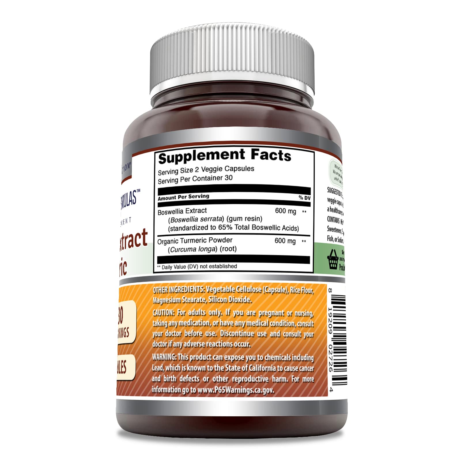 Amazing Nutrition Boswellia Extract & Turmeric Supplement veggie capsules close-up