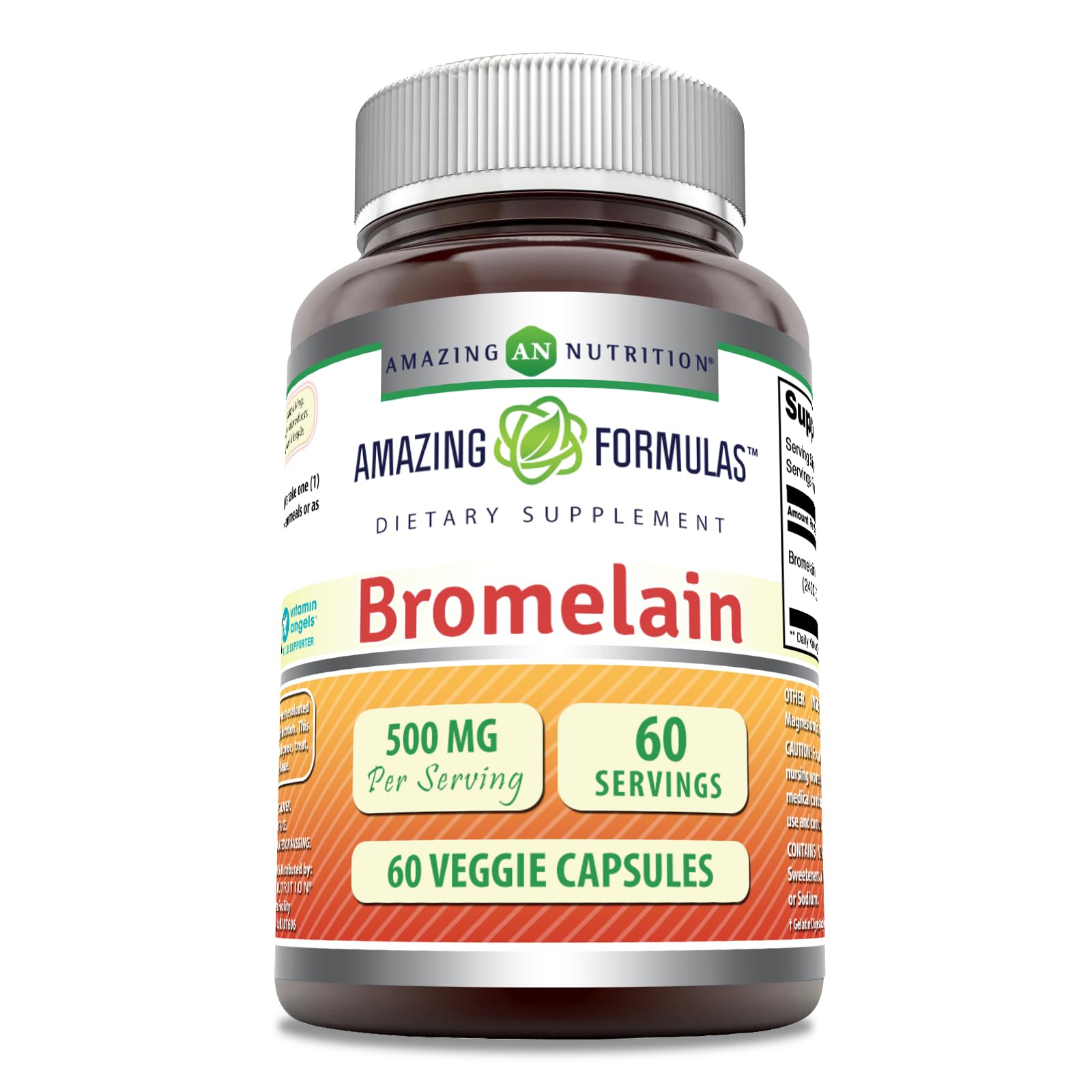 Amazing Nutrition Bromelain 500 mg Veggie Capsules front view