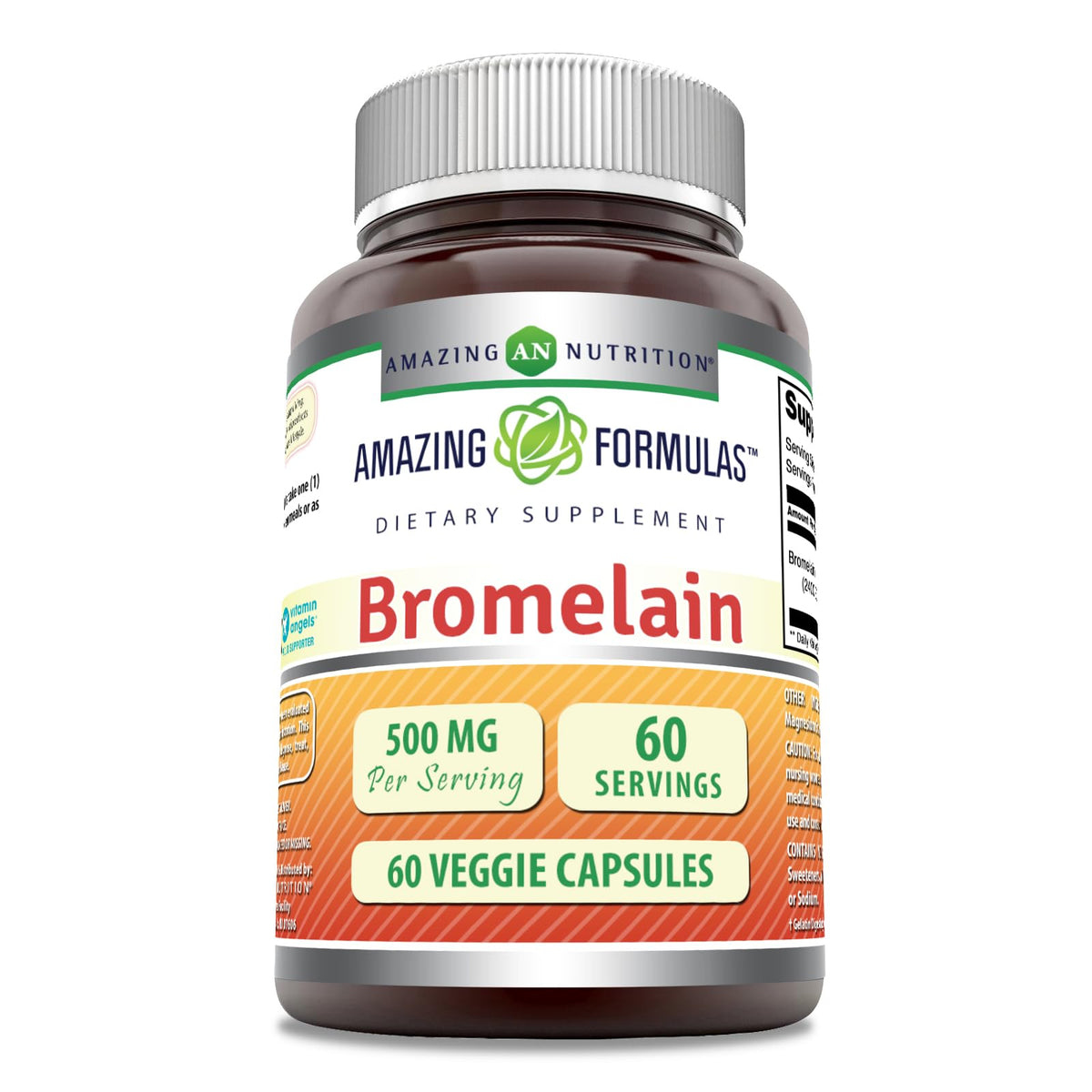Amazing Nutrition Bromelain 500 mg Veggie Capsules front view