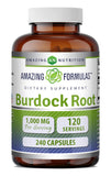 Amazing Nutrition Burdock Root Supplement 1000mg front view of bottle