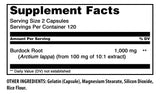 Amazing Nutrition Burdock Root Supplement 1000mg side view showing capsules