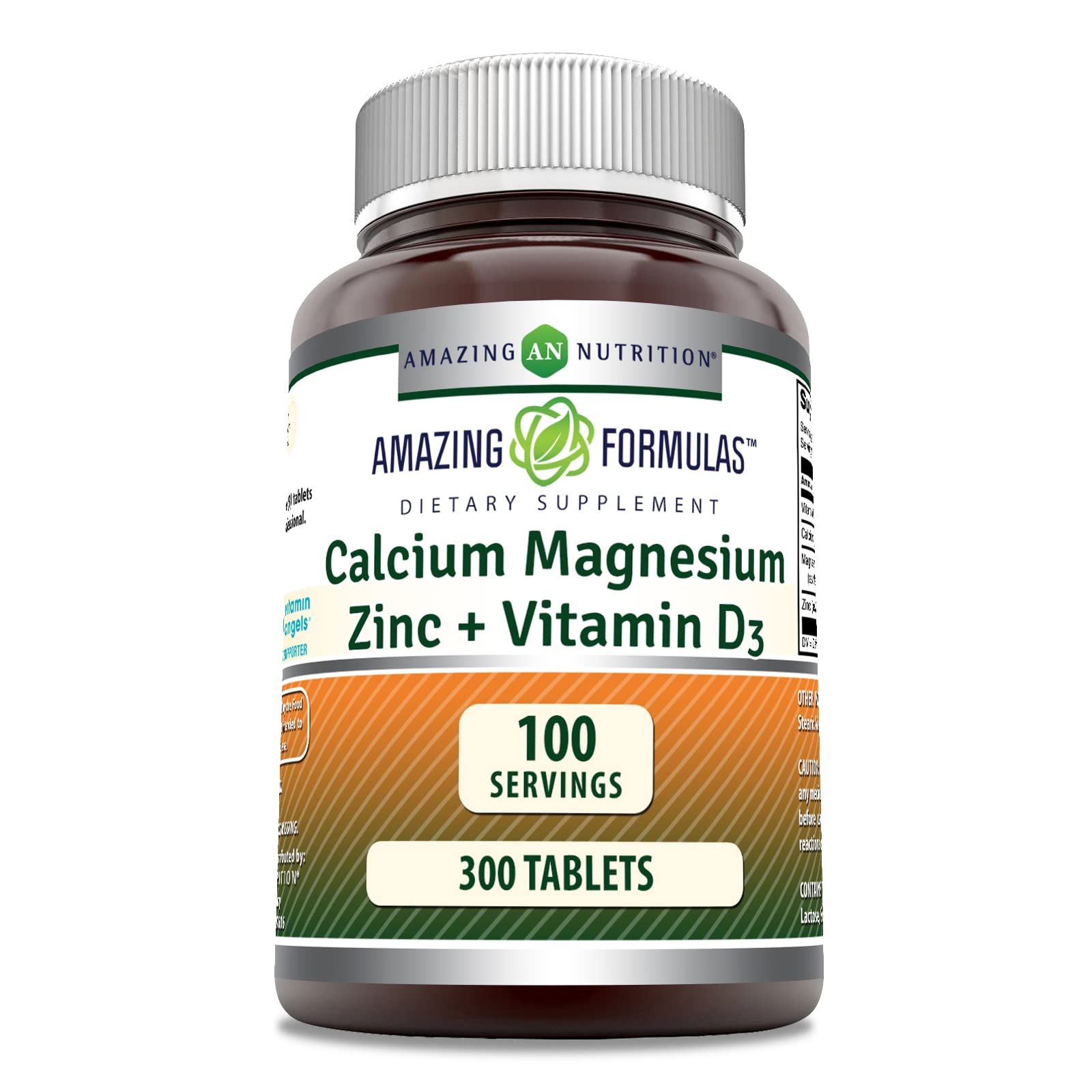 Amazing Nutrition Calcium Magnesium Zinc D3 Supplement bottle front view