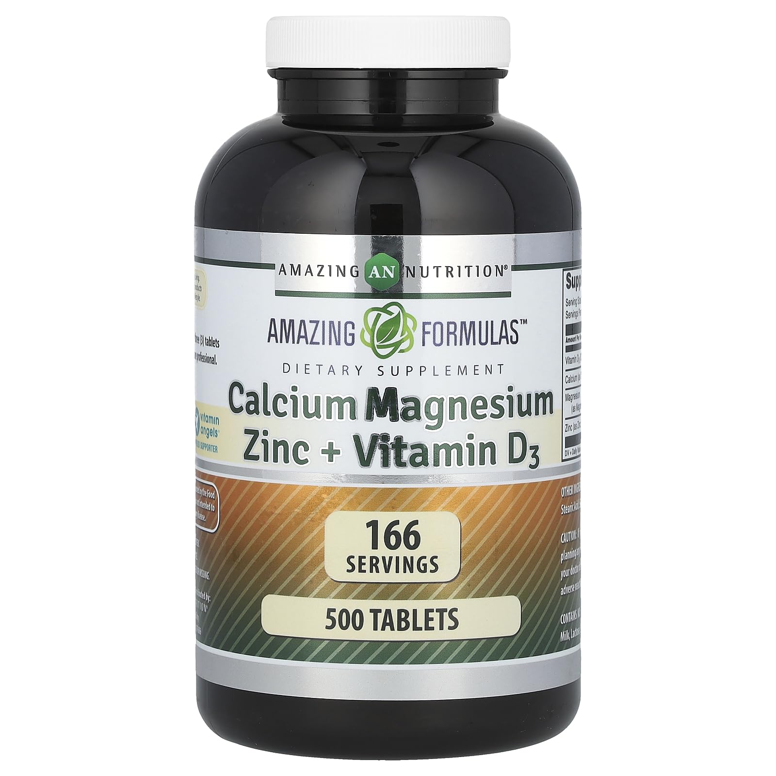 Amazing Nutrition Calcium Magnesium Zinc D3 Supplement bottle front view