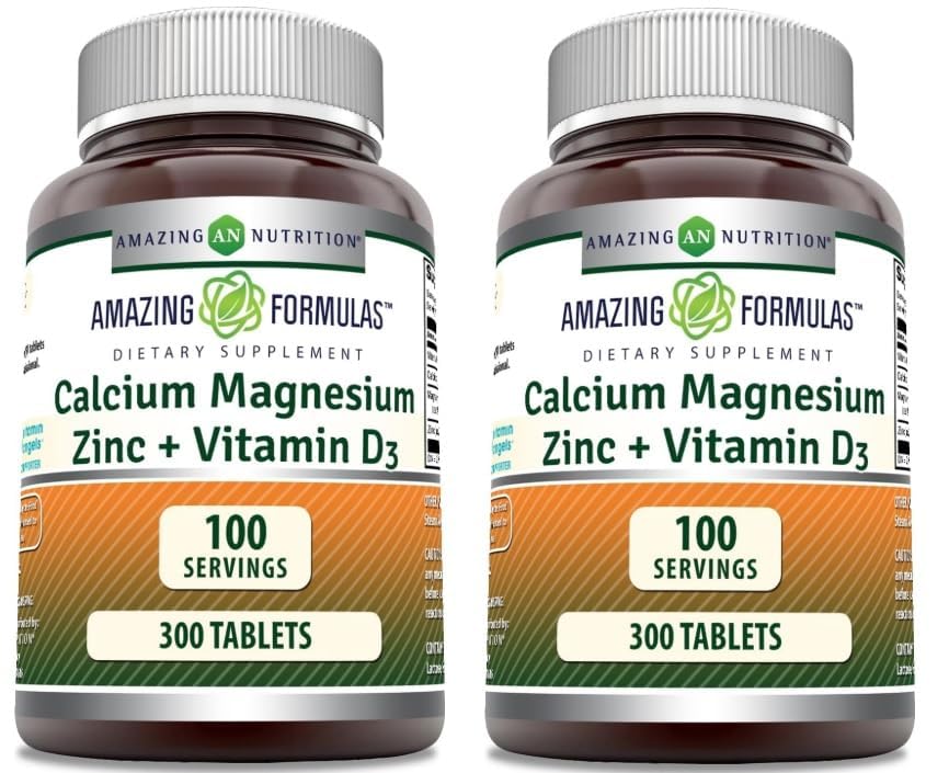 Amazing Nutrition Calcium Magnesium Zinc Supplement 300 Tablets front view
