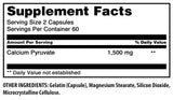Amazing Nutrition Calcium Pyruvate 1500mg supplement label details