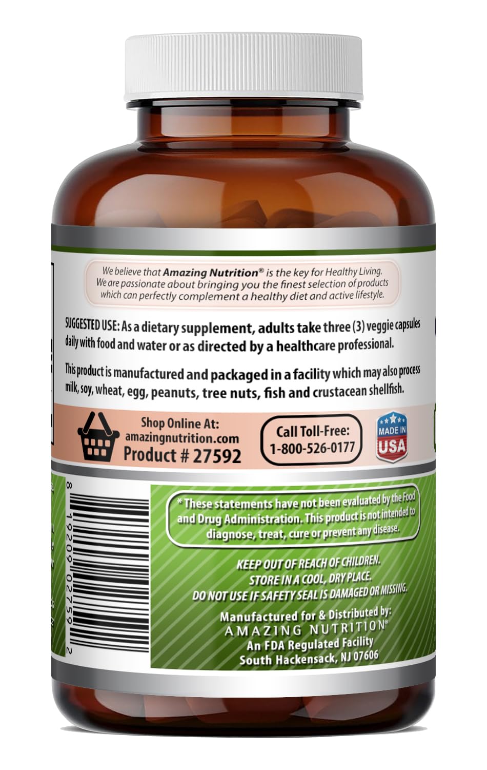 Amazing Nutrition Celery Seed Extract 1500mg bottle back view with ingredients